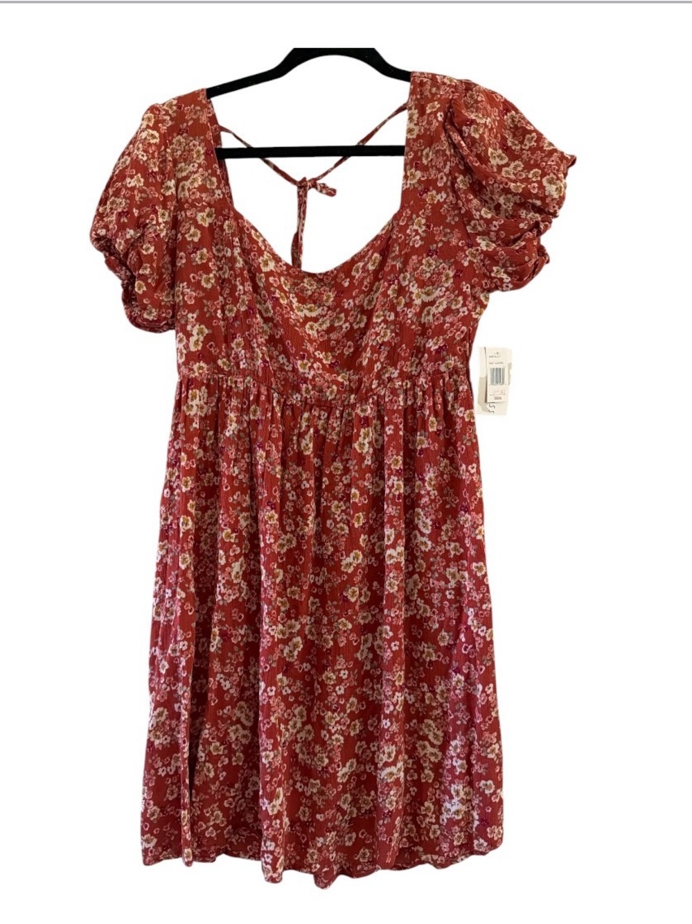 Women’s Rust Floral Mini Dress with Tie Back- Wild Moss -L NWT